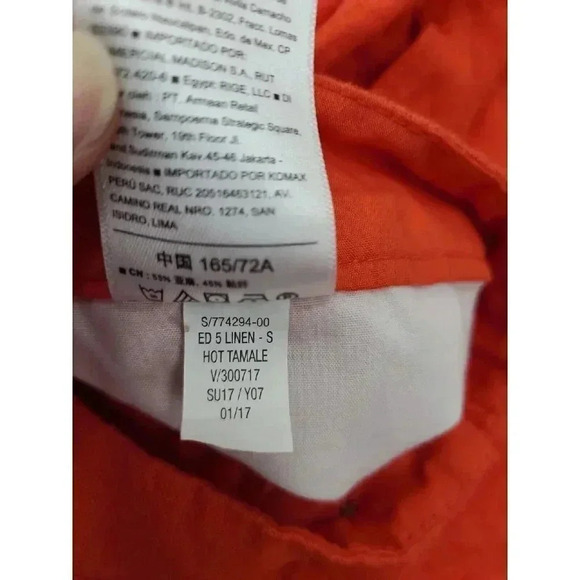 Old Navy Orange Linen Shorts Women's Size 8 Flat Front Pockets - Picture 4 of 7